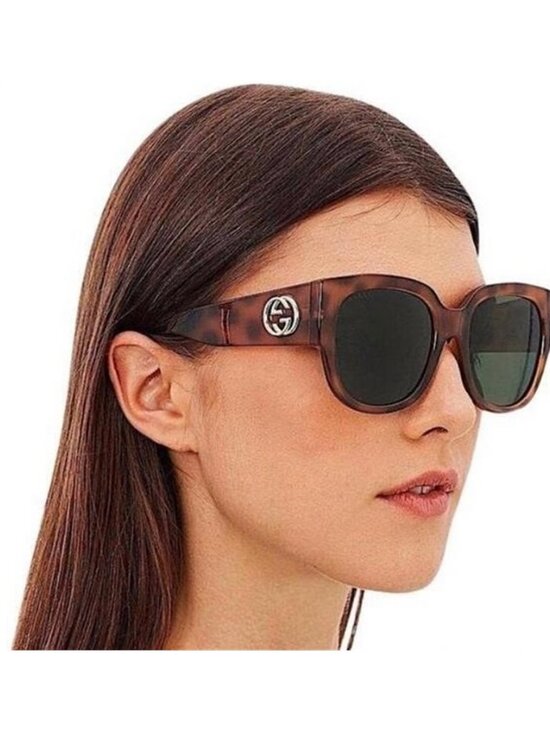 Green. Gucci Havana Round Sunglasses GG0142SA 002 main image 6
